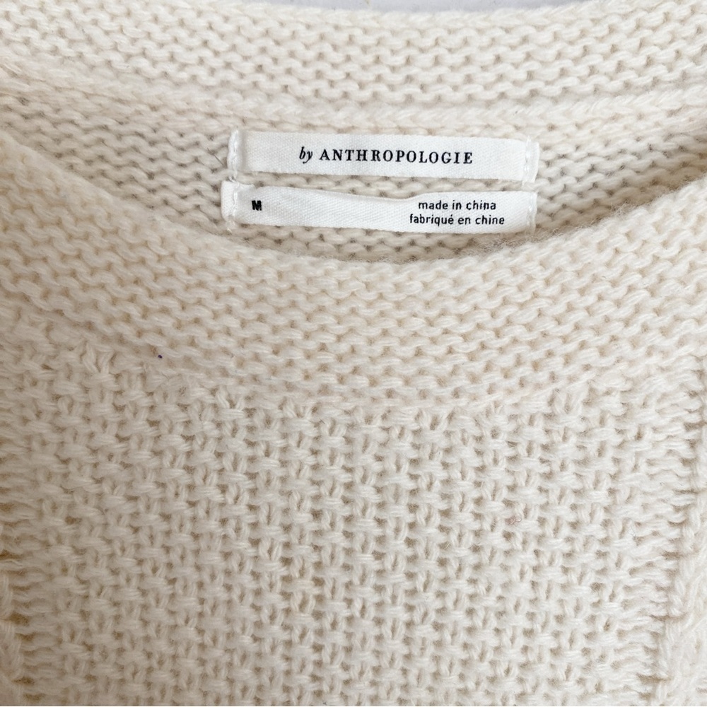 Anthropologie Elizabeth Pointelle Lambswool Sweater Sz M - Picture 5 of 8